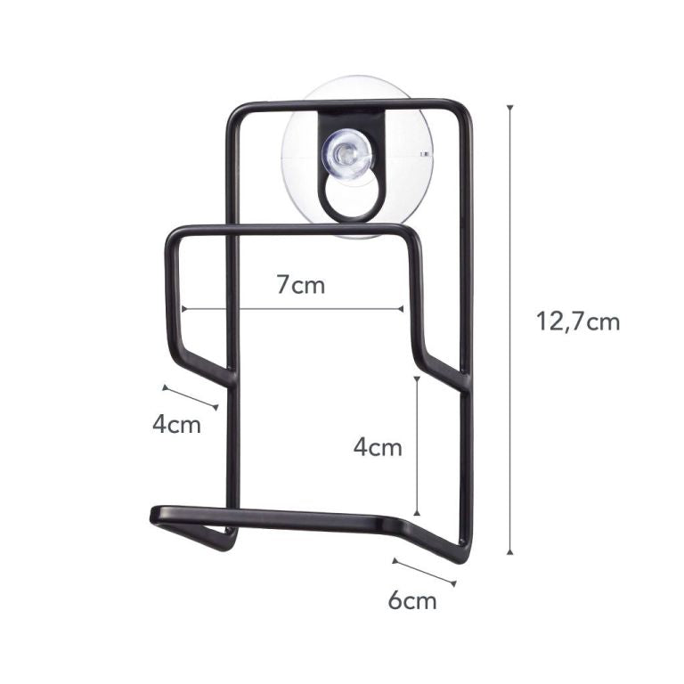 Dubbele sponshouder met zuignap van Yamazaki zwart afmetingen