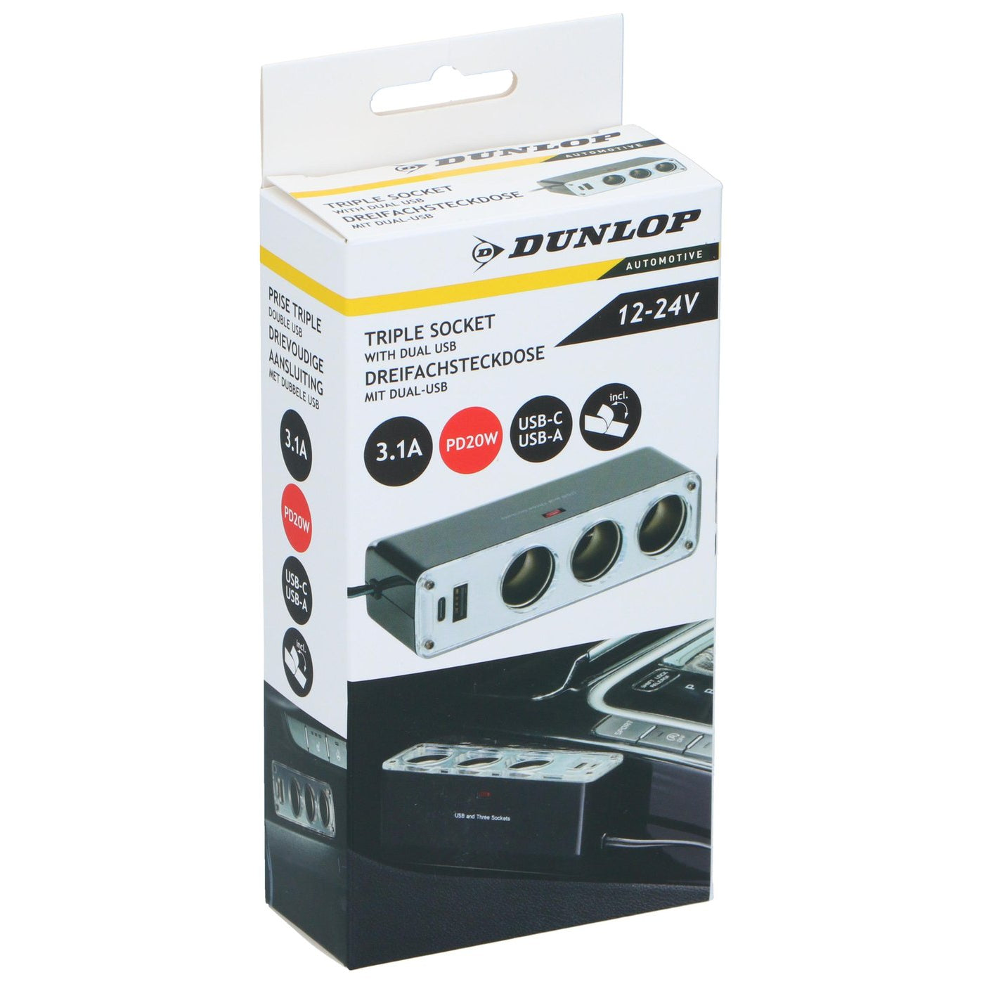 Dreifach-Steckdose mit zwei USB-Anschlüssen – Dunlop