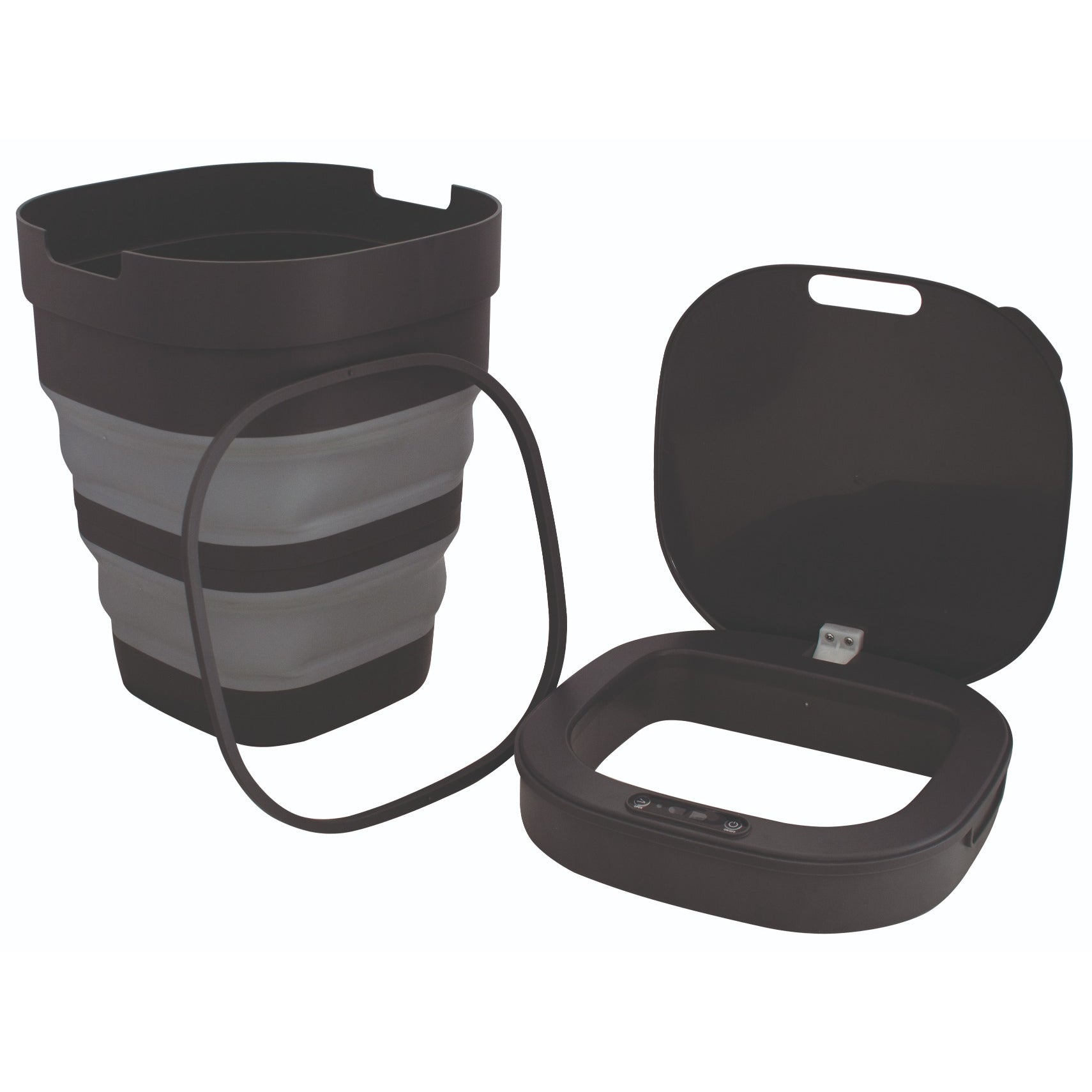 Foldable waste garbage can with sensor - black - EuroTrail