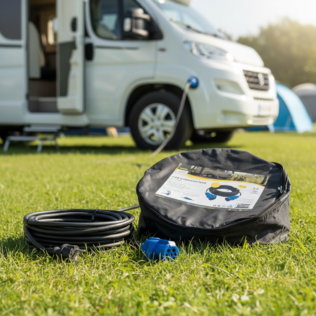 25-meter neoprene extension cord, 3x 2.5mm² - Schuko/CEE plug and right-angle connector - in a bag - Haba