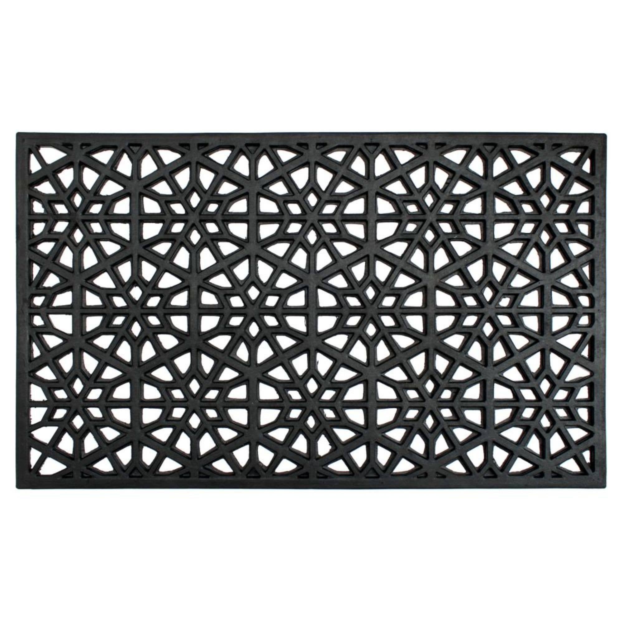 Door mat in black rubber with cast honeycomb - RugSmith