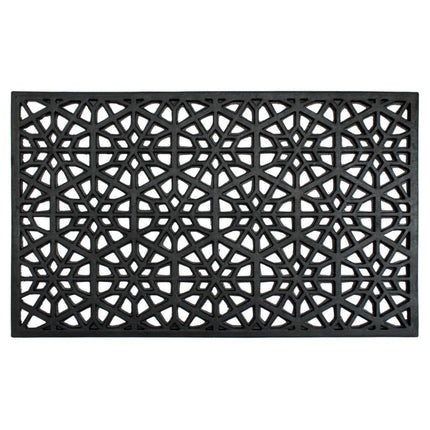 Door mat in black rubber with cast honeycomb - RugSmith