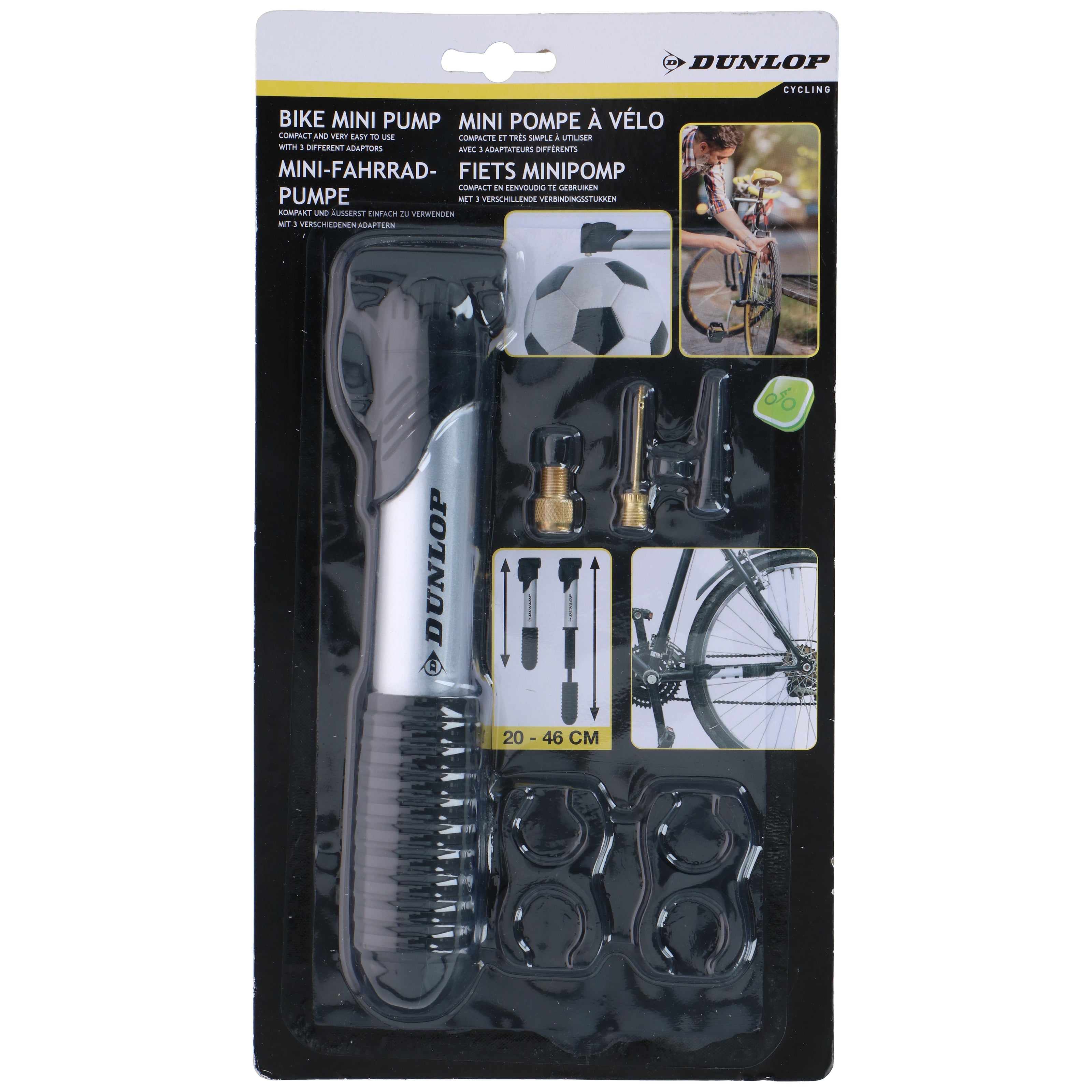 Dunlop Mini-Fahrradpumpe/Handpumpe – 40 x 40 x 200 mm – Grau – Max. 6 – Camping Cocooning