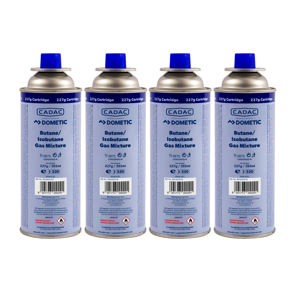 Gaskartusche 227 g mit Bajonettanschluss – 4er-Pack – Cadac