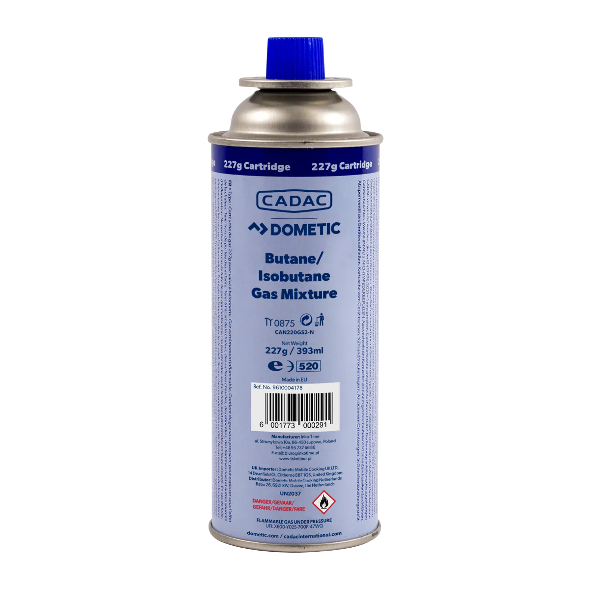 Gaskartusche 227 g mit Bajonettanschluss – 4er-Pack – Cadac