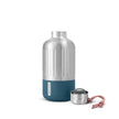 Stainless steel drinkfles van Black & Blum met Ocean Blue onderkant en open dop met rood-wit draagtouw