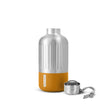 Stainless steel drinkfles van Black & Blum met Oranje onderkant en open dop met zwart-wit draagtouw