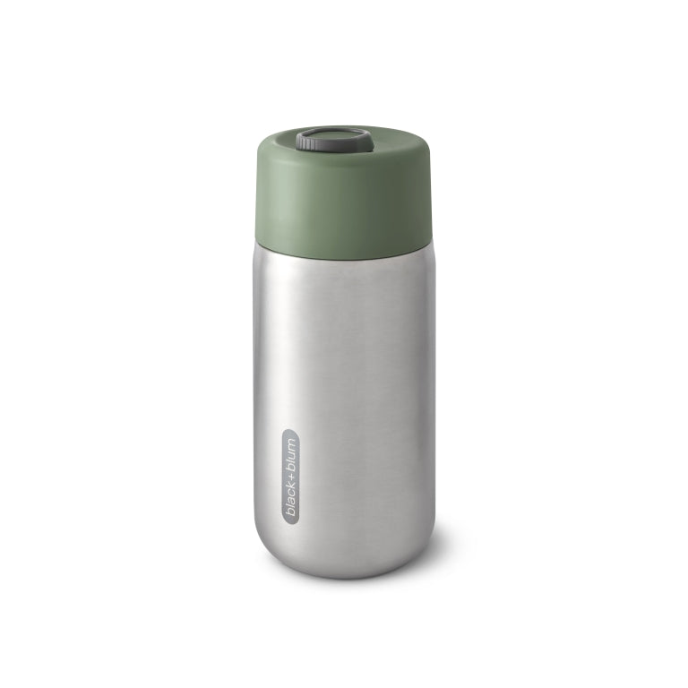 Stainless steel drinkfles van Black & Blum met gesloten Olive Green draaistop