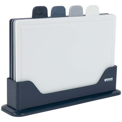 Schneidebrett-Set 4 Stück - mit Halter - rutschfest - Gimex