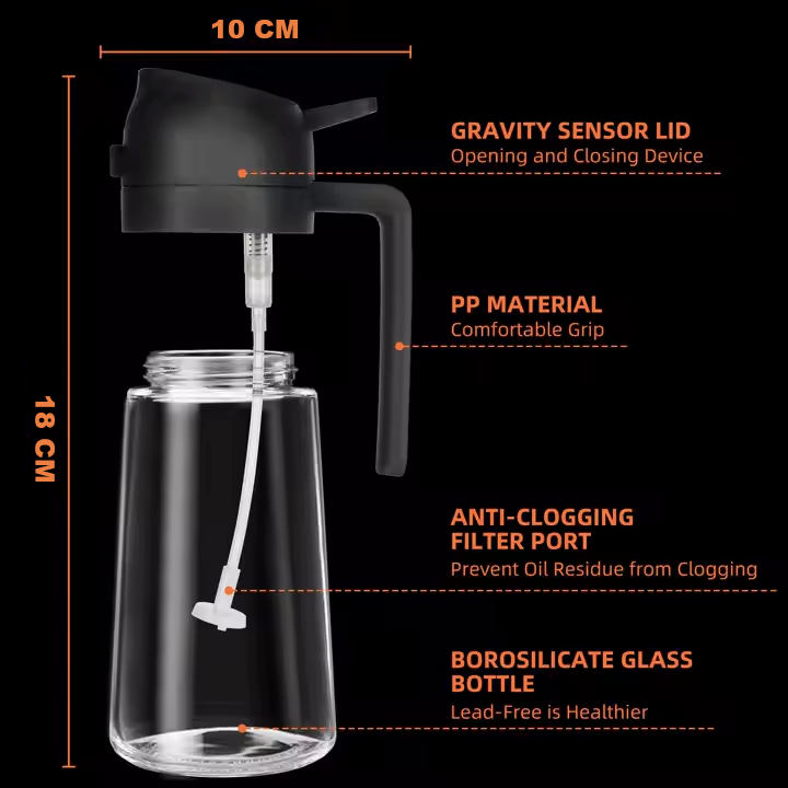 Glass dispenser for olive oil with spray and pour function - Jiangsu