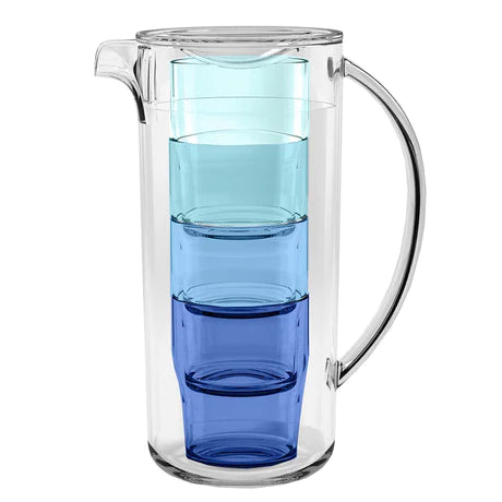 Stackable plastic glasses in pitcher Stacked Nested Pitcher – Camping ...