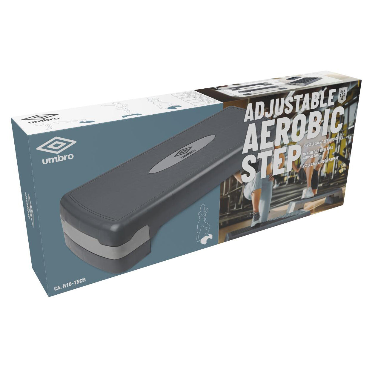 aanpasbaar aerobic toestel in de doos van umbro 