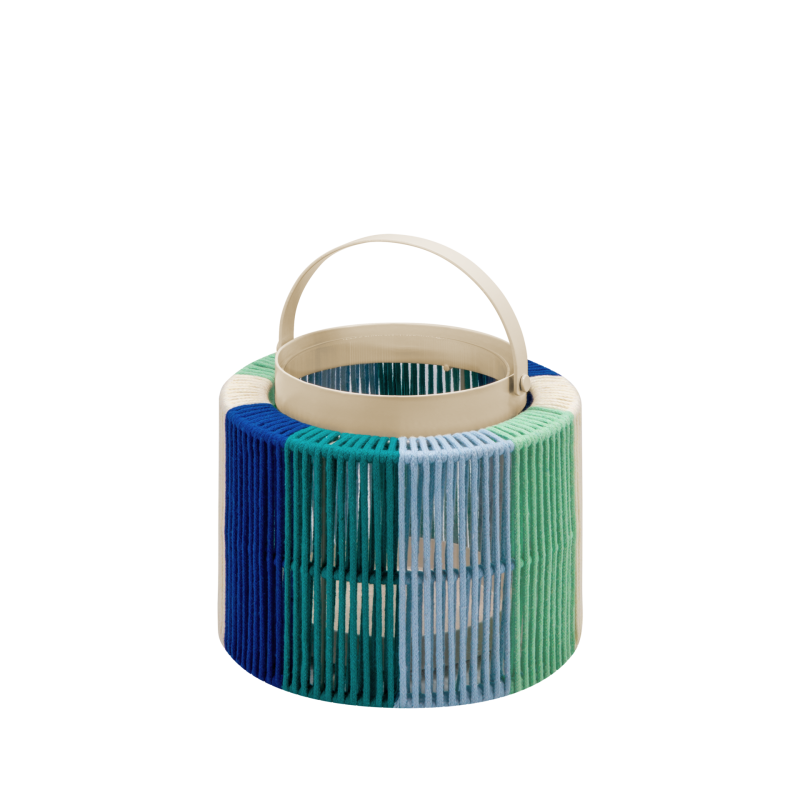 Candle holder with glass cylinder and finish in colorful cotton Maja - Remember