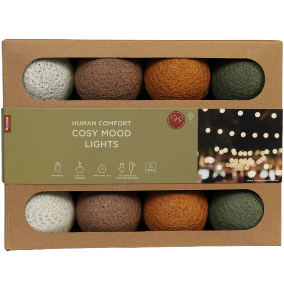 Garland of lights with 20 LED lights in cotton balls - Human Comfort