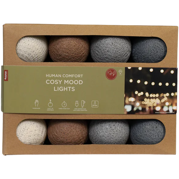 Garland of lights with 20 LED lights in cotton balls - Human Comfort