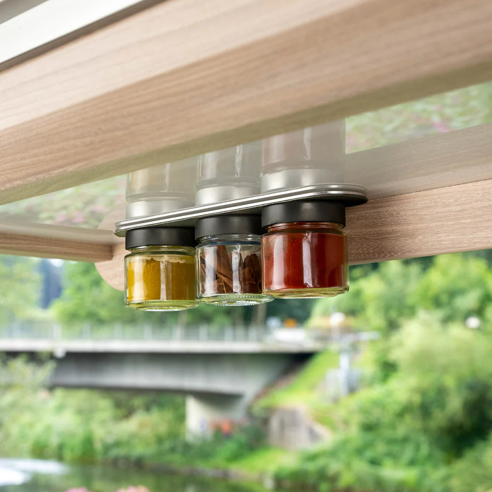 Magnetic herb jars set of 3 pieces with metal strip Black & Classy - Silwy