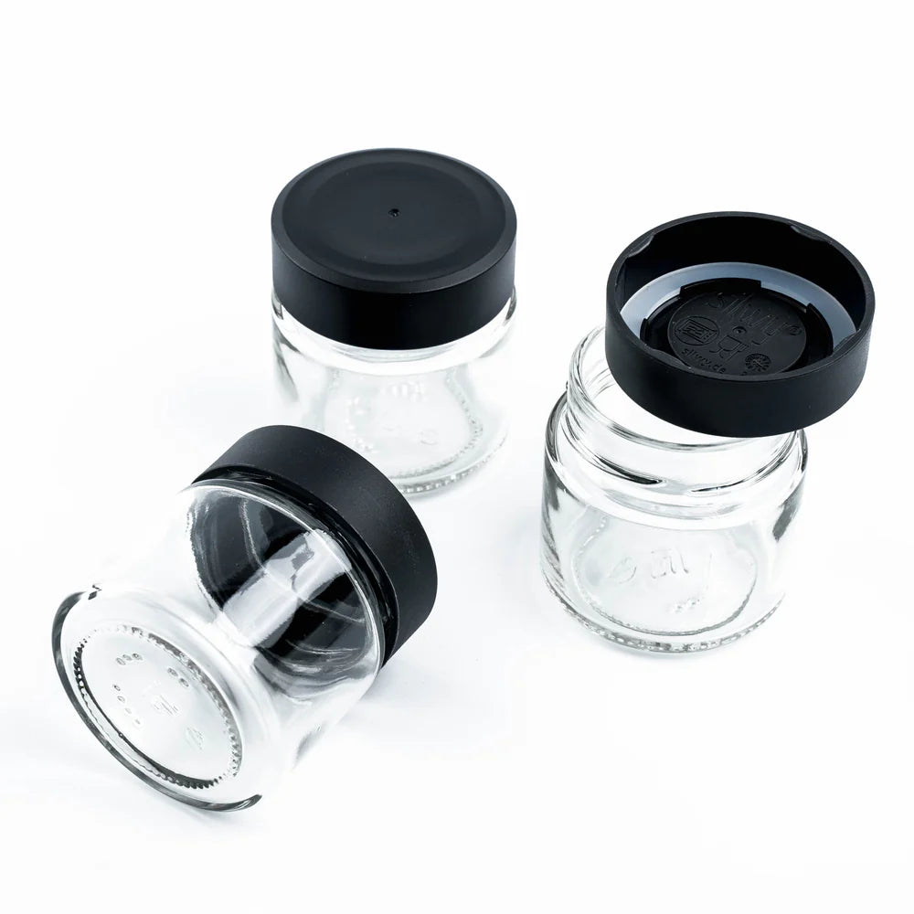 Magnetic herb jars set of 3 pieces with metal strip Black & Classy - Silwy