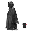 mini maxi poncho black zijaanzicht opengevouwen poncho naast opbergzakje 