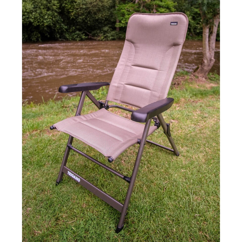 Klappbarer Campingstuhl Electra Air Moka mit hoher Rückenlehne, gepols