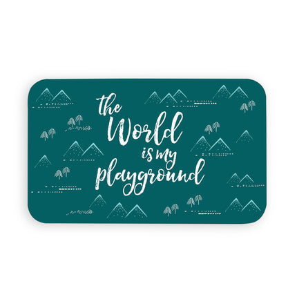 Placemat voor voederbakken hond of kat in donkergroen motief The World Is My Playground van Abode.