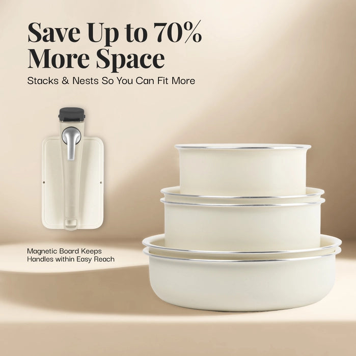 Pots and pans set 18-piece with removable handle in 2 colors - Gotham Steel