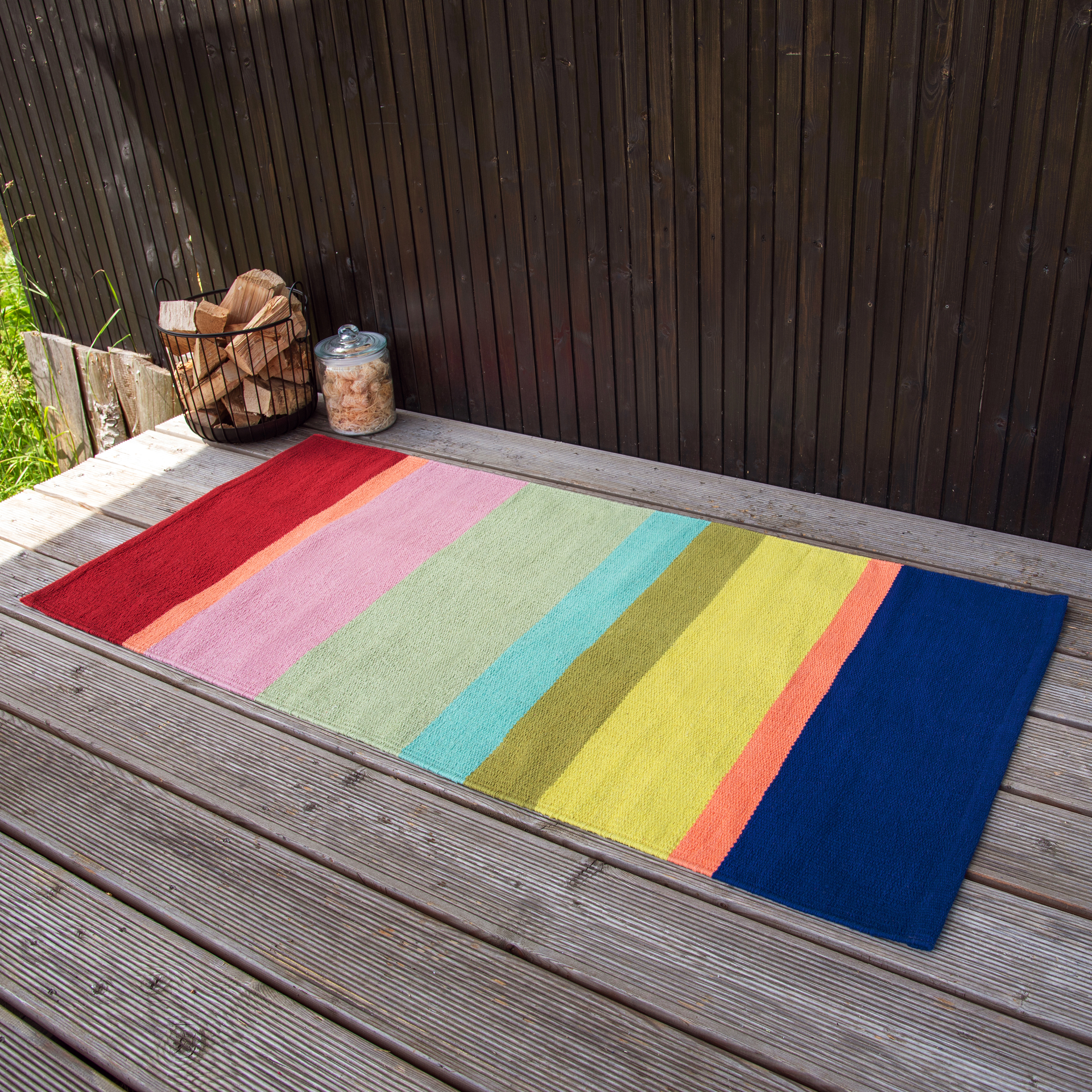 Carpet runner with colourful stripes in robust cotton - Remember