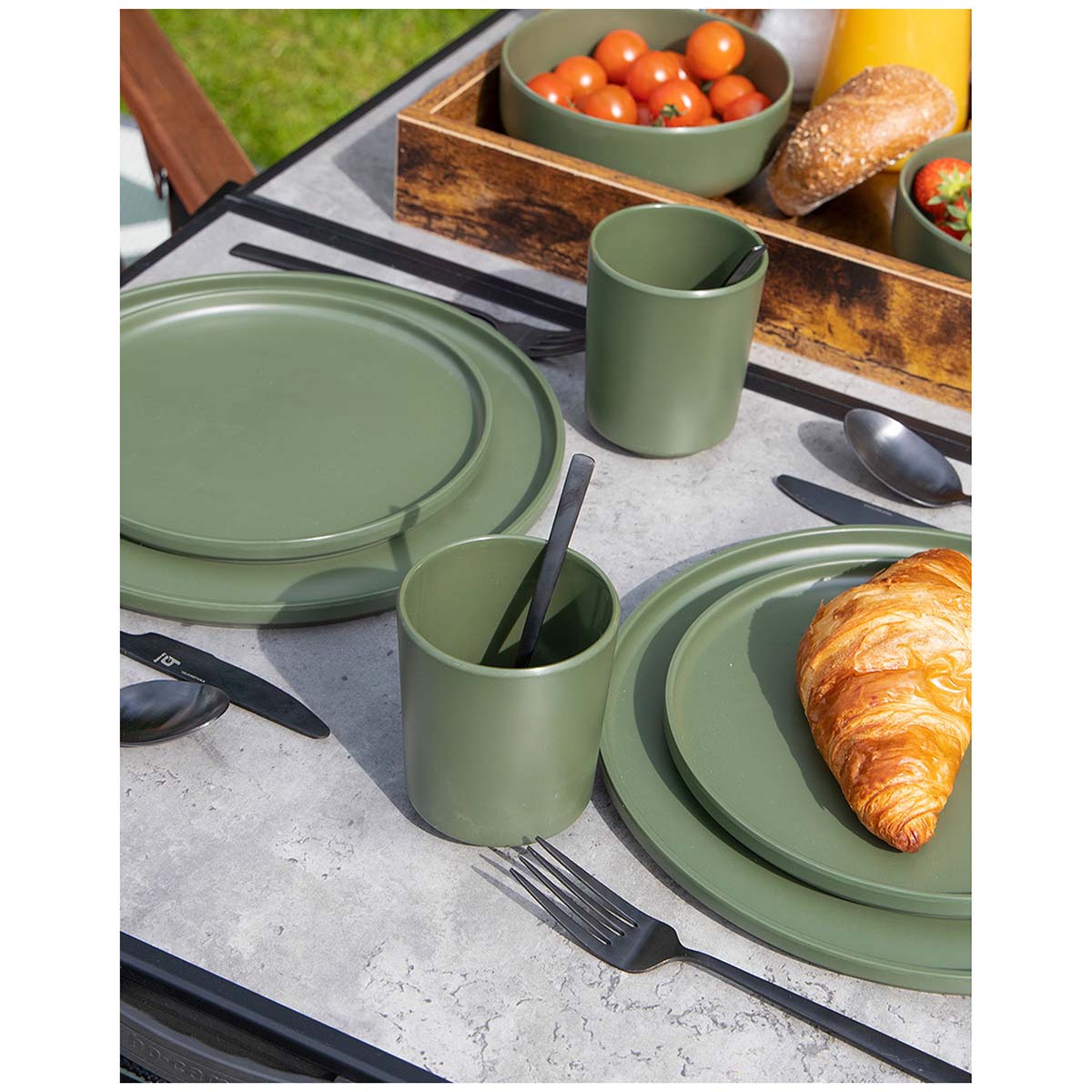 16-piece industrial collection melamine dinnerware - Bo-Camp