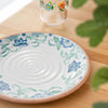 Plat bord uit kunststof met blauwe bloemen Rio Turquoise Floral