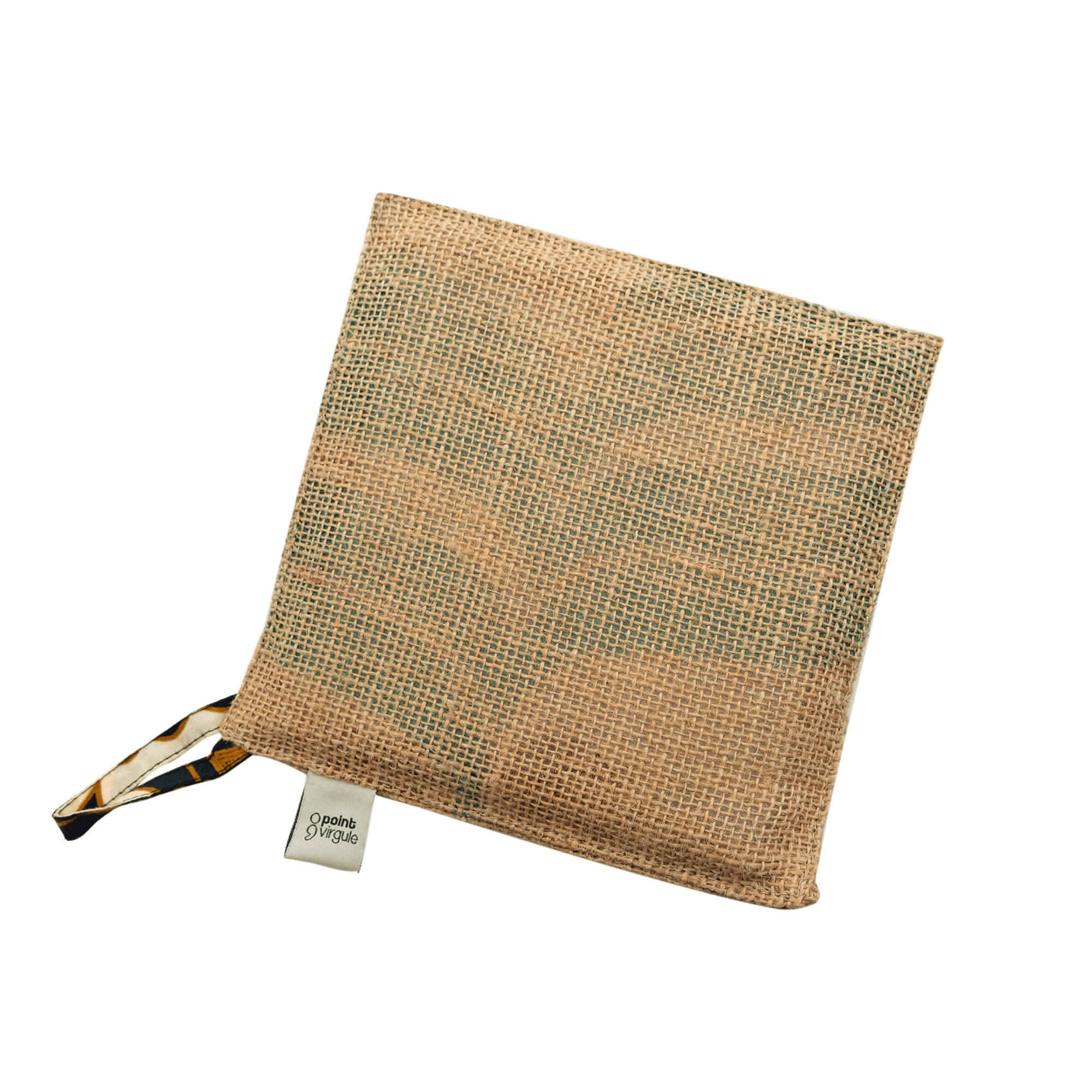 Set of 2 pot holders made of jute and textile - Point-Virgule