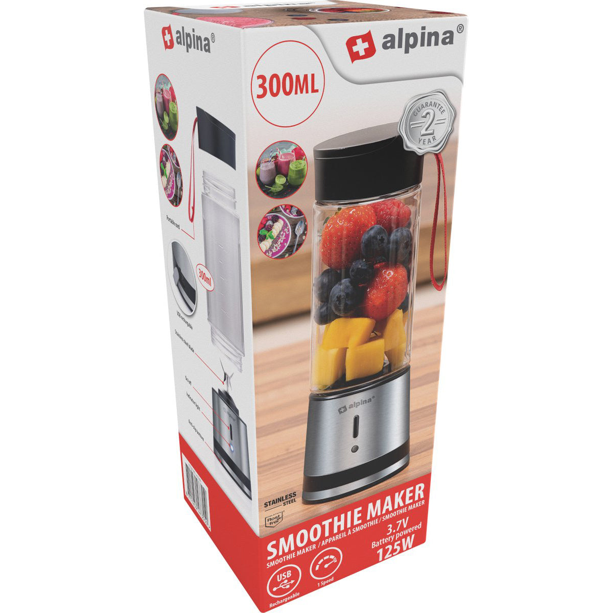 Smoothie maker or mini blender made of stainless steel with 125 W - Alpina