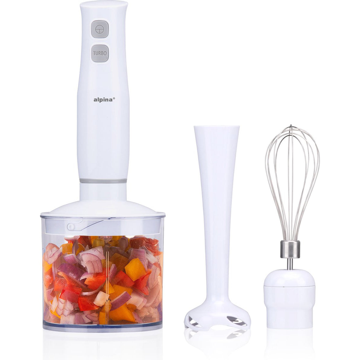 400W Hand Blender Set with Blender, Chopper, and Whisk - Alpina