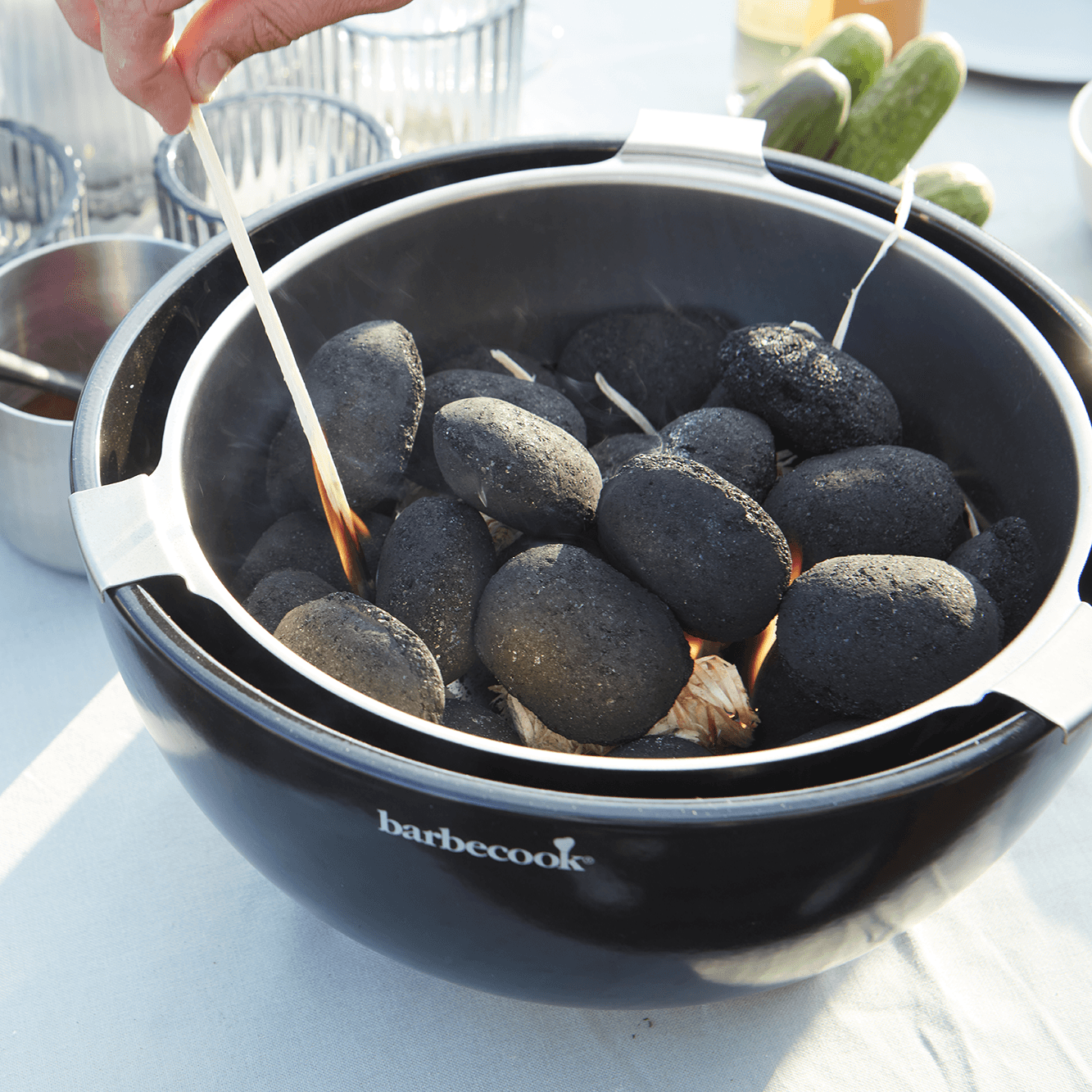 Table charcoal barbecue Joya with 4 stainless steel tongs - Barbecook