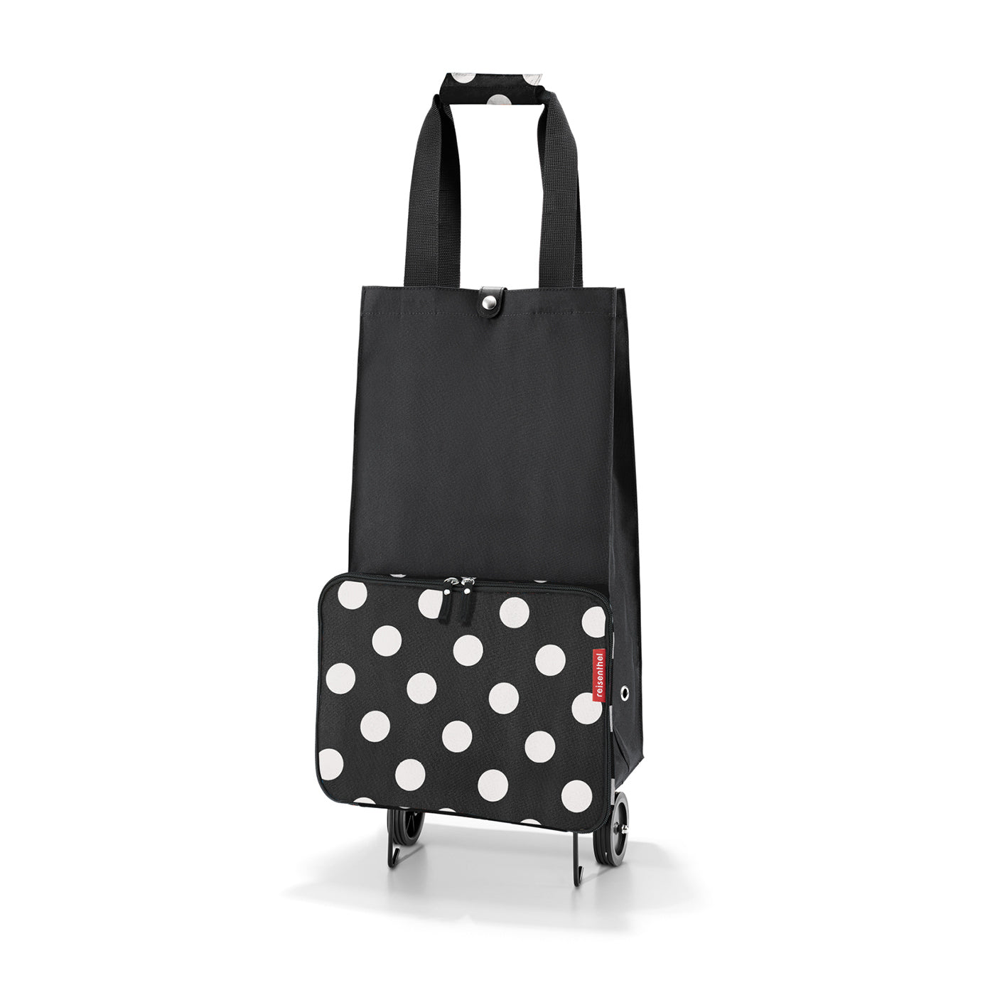 opvouwbare trolley van 30 liter in dots white opengevouwen 