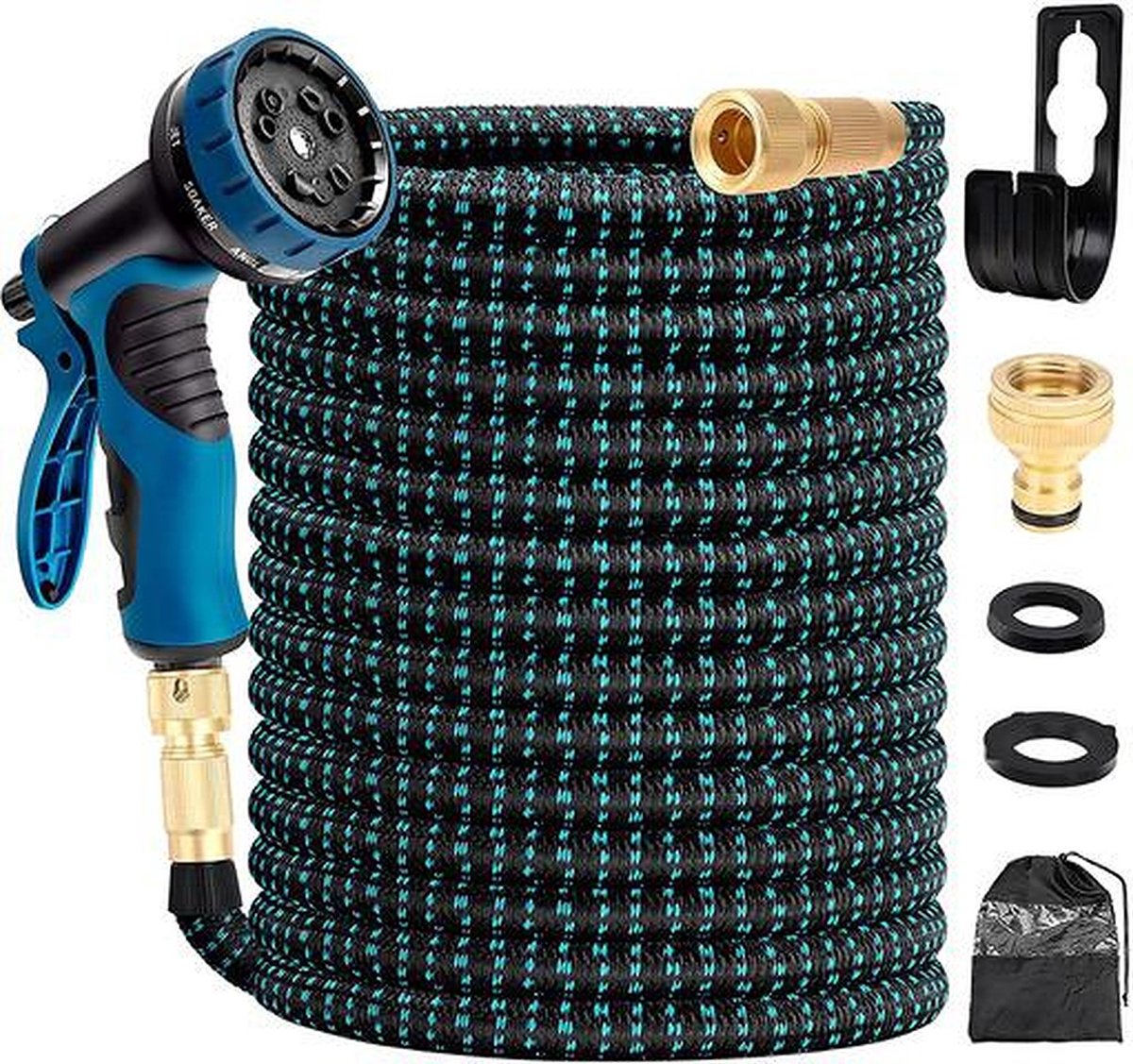 Water hose blue/black extendable up to 30m