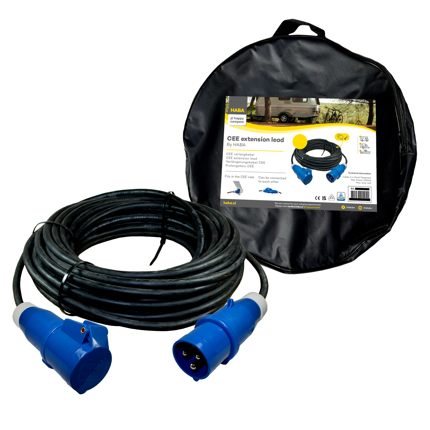 Extension cable in neoprene CEE to CEE - Haba
