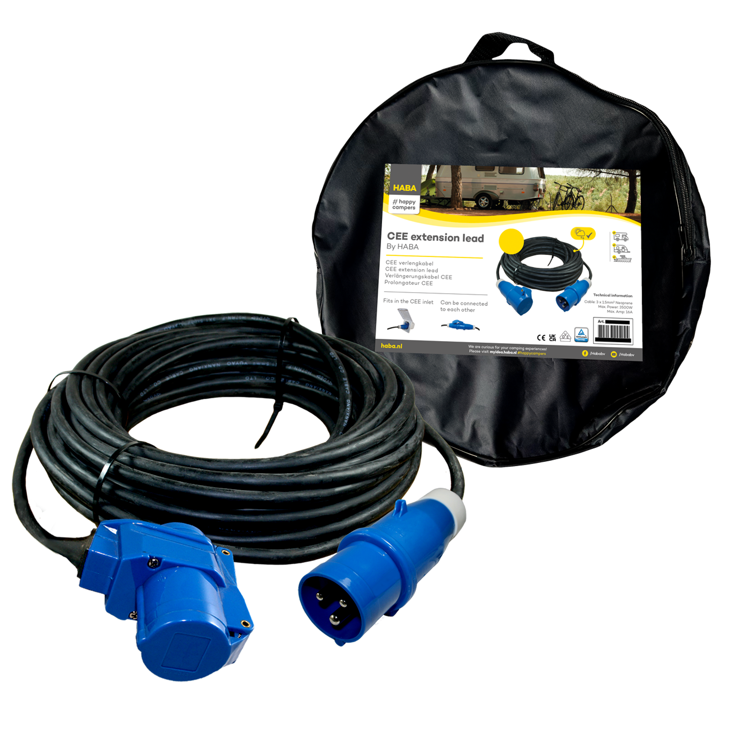 Extension cable in neoprene CEE to CEE - Haba
