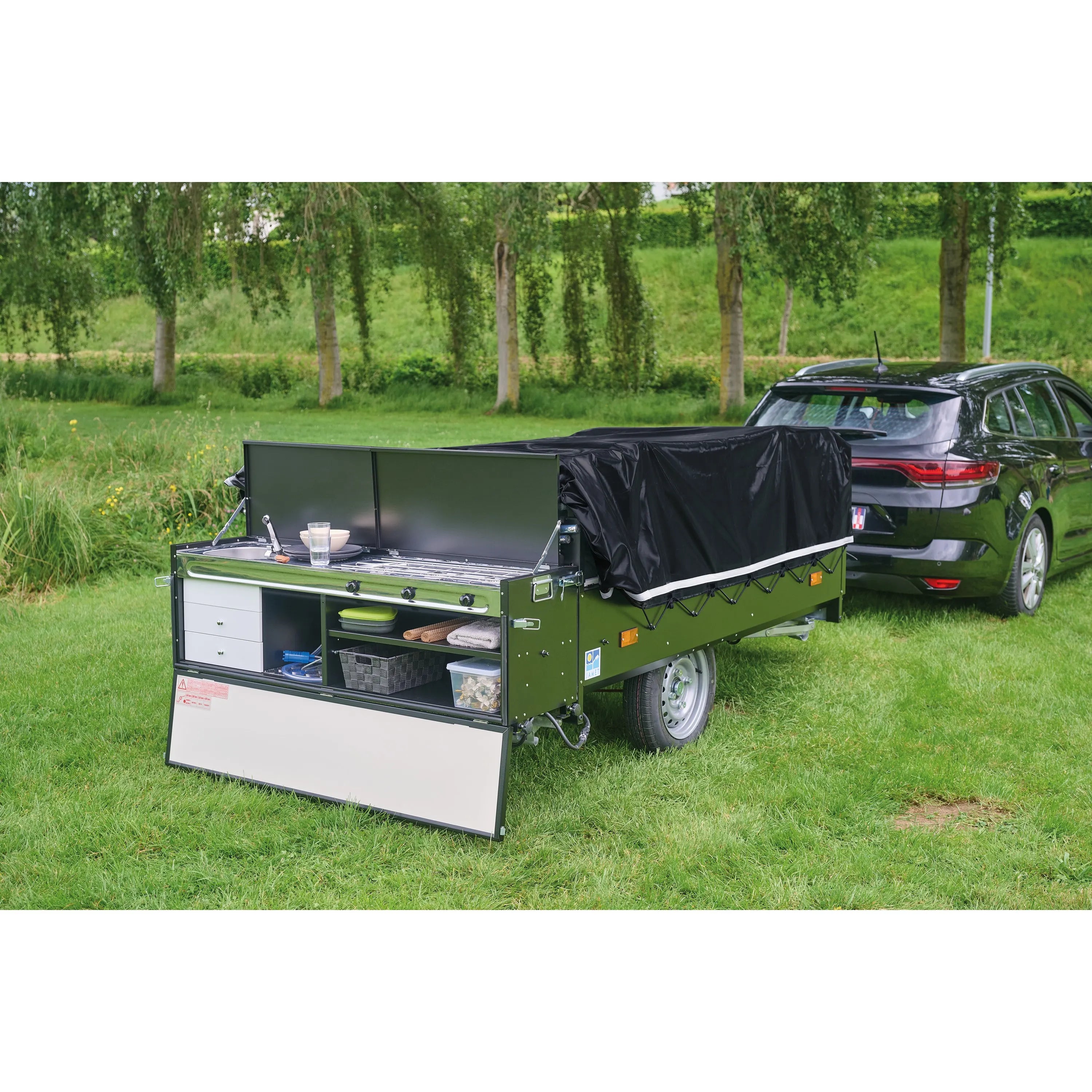 Folding trailer with inflatable awning for 4 people Jamet Air model 2025