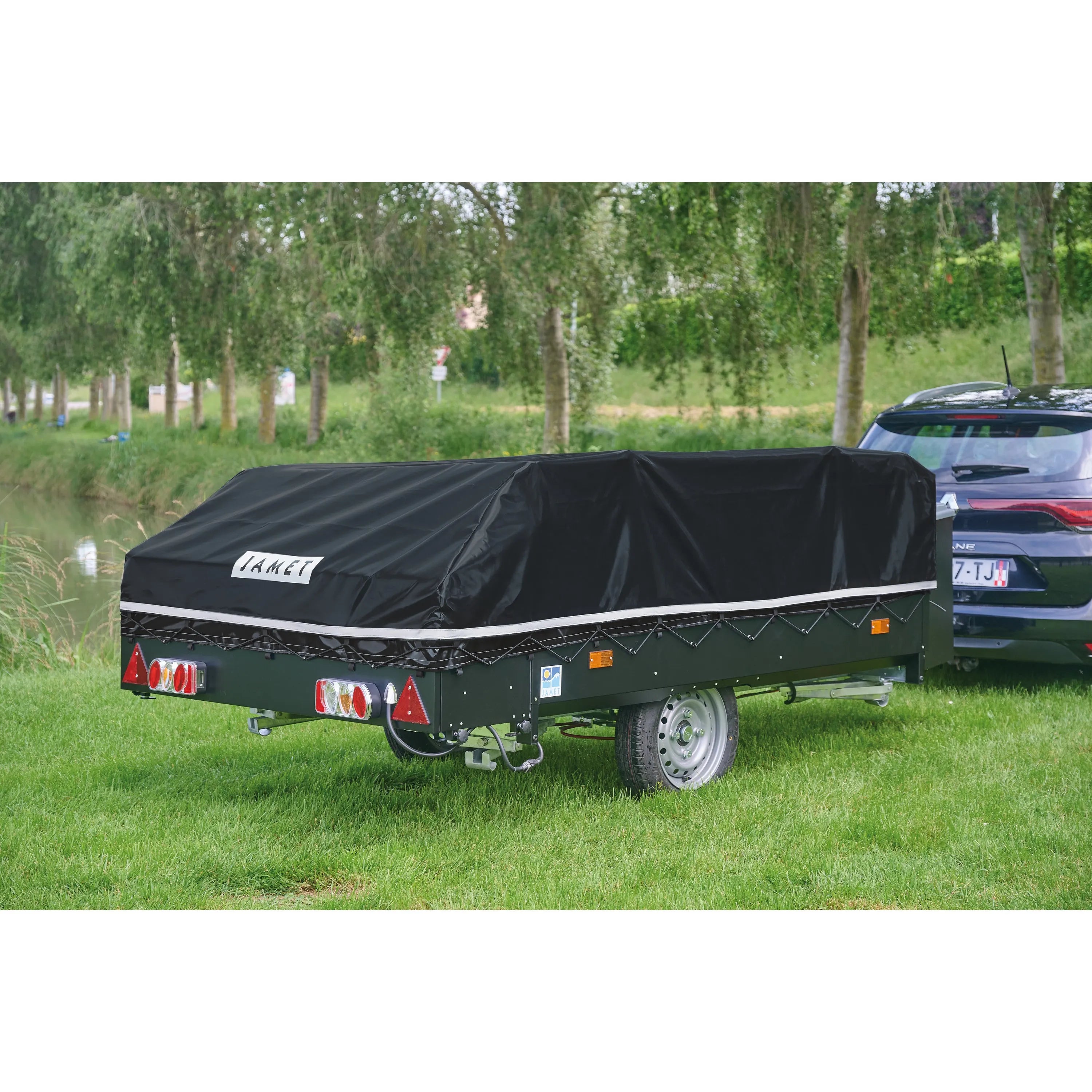 Folding trailer with inflatable awning for 4 people Jamet Air model 2025