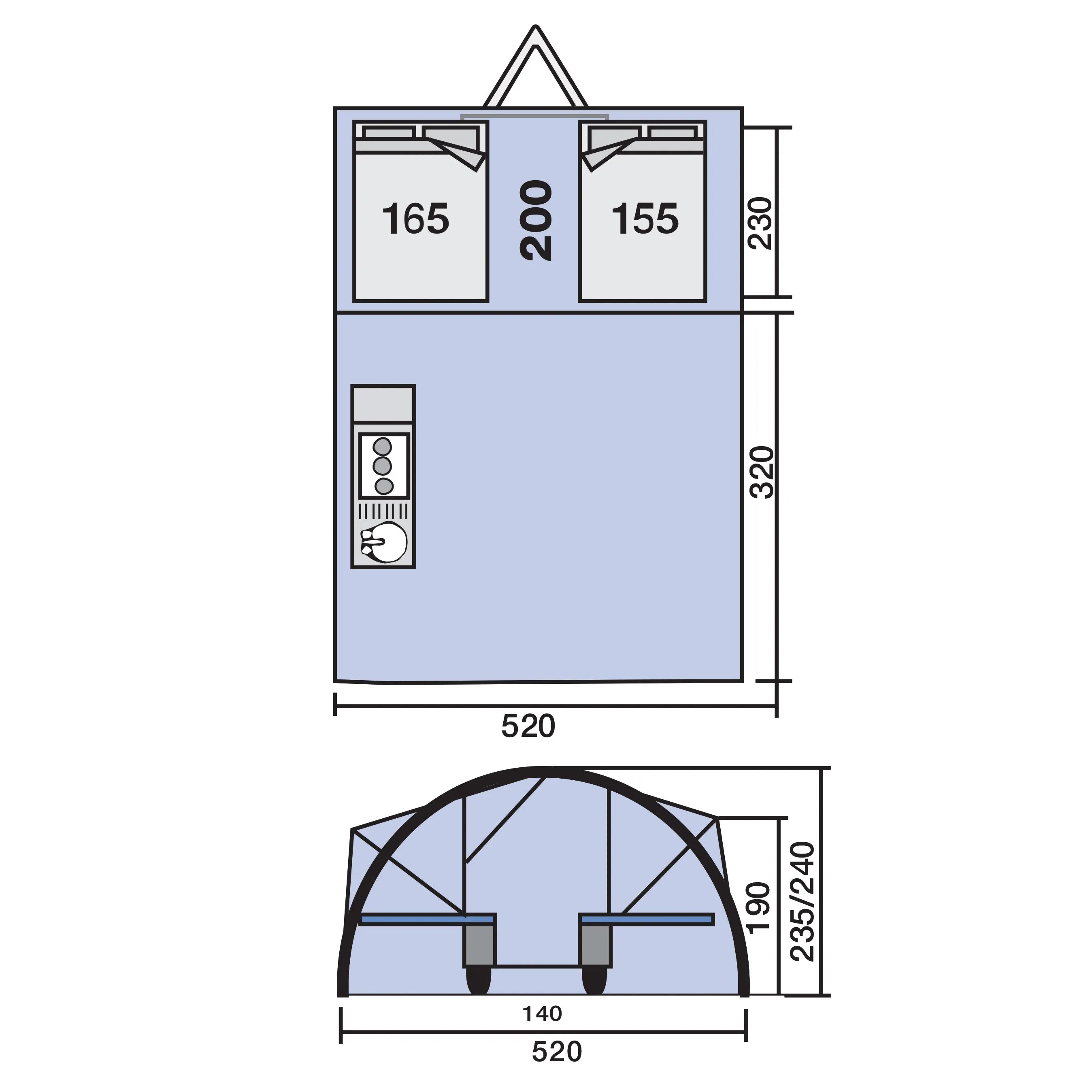 Folding trailer with inflatable awning for 4 people Jamet Air model 2025